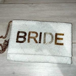 Sequined Bride White Clutch